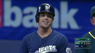 OAK@MIL: Gennett drives in two with a single