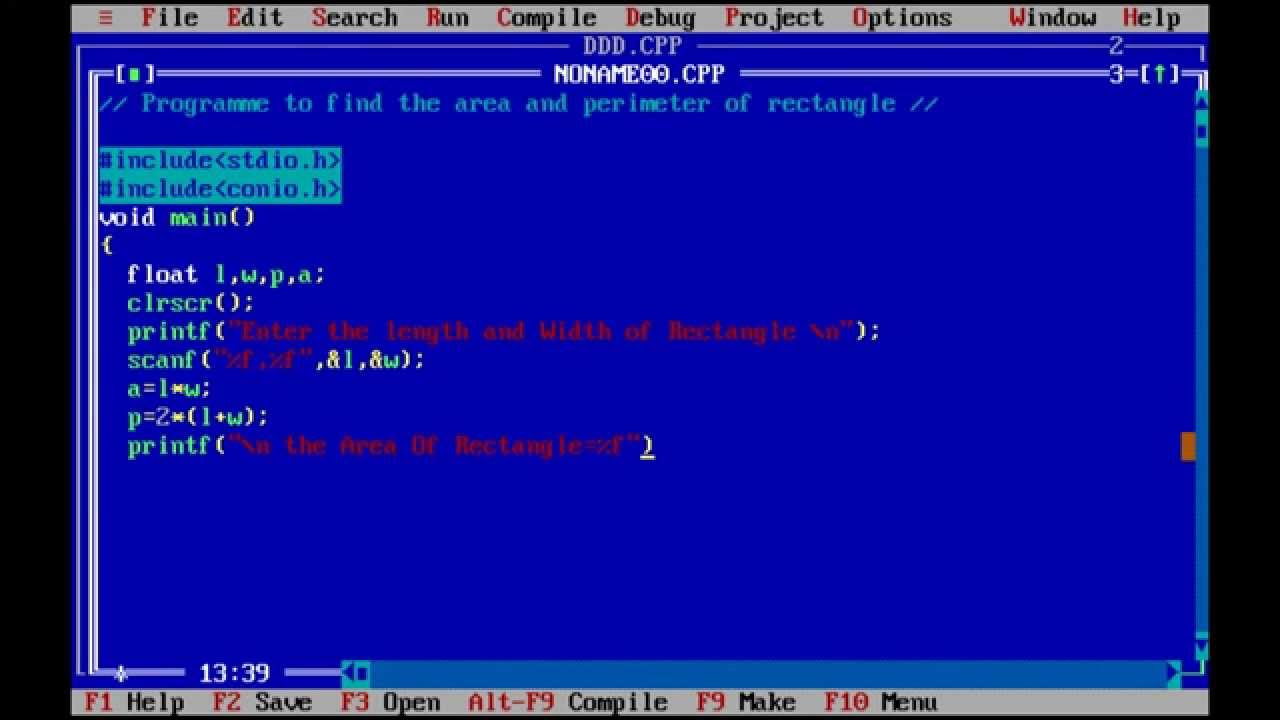 Programming In C To Find The Area And Perimeter Of A