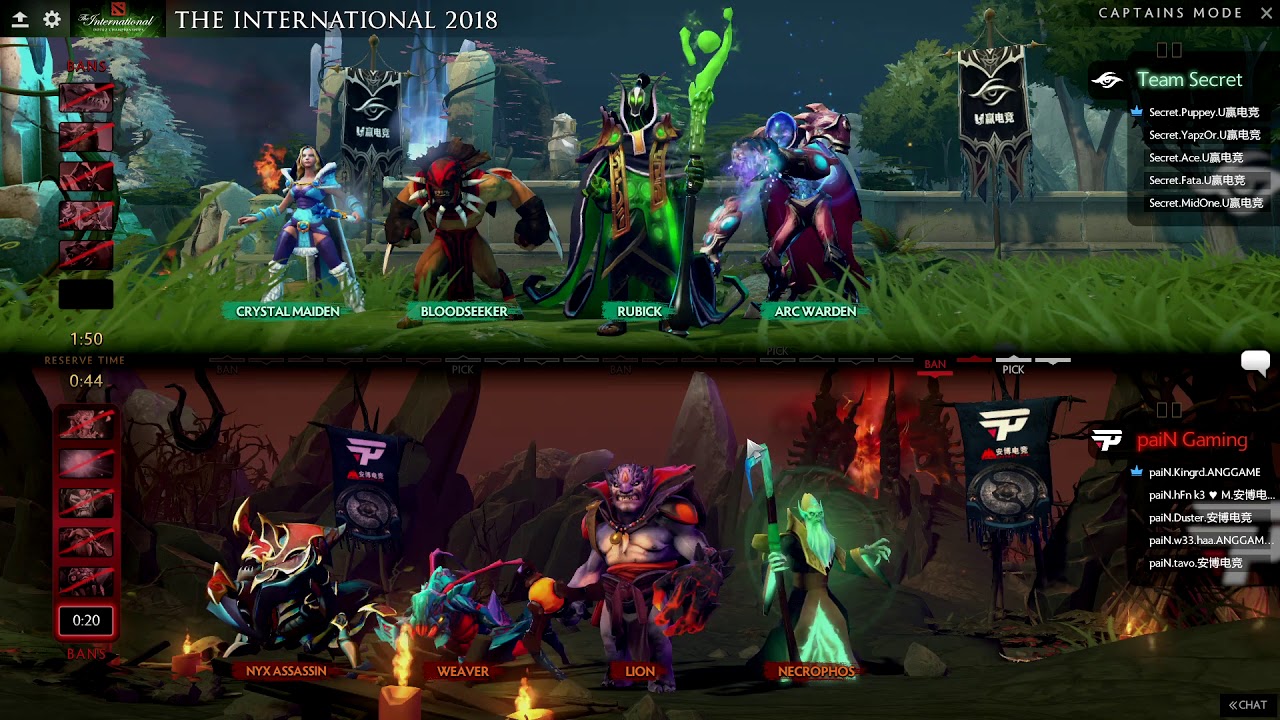 [EN] Pain Gaming vs Team Secret BO2 - The International 2018 Group Stage Day 2