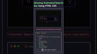 Glowing Animated Search Bar Using HTML CSS #coding #webdesign #frontendcourse#python #webdevelopment