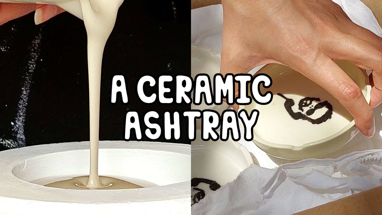 SLIP CASTING l A Yellow Ceramic Ashtray with Keanu Reeves Graphic