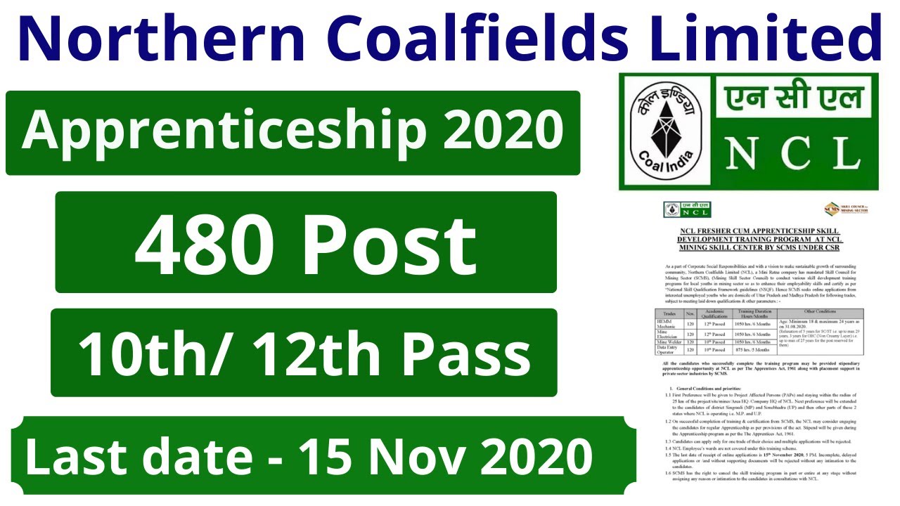 NCL Recruitment 2020 Apply Online | Northern Coalfields Limited Recruitment 2020 | Latest Govt Jobs