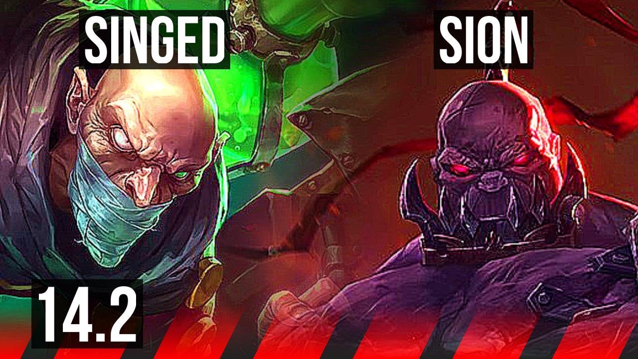 SINGED vs SION (TOP) | 8/2/9, 500+ games, Rank 13 Singed | KR Diamond | 14.2