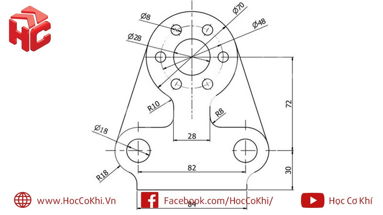 AUTOCAD CƠ KHÍ  HƯỚNG DẪN VẼ AUTOCAD 2D CƠ KHÍ BÀI  5  YouTube