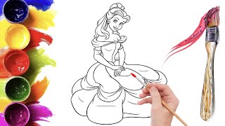Let's color Disney Belle together Fun coloring videos for kids