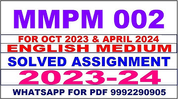 mmpm 002 solved assignment 2023-24 | mmpm 2 solved assignment in english 2024 | mmpm 2 2024