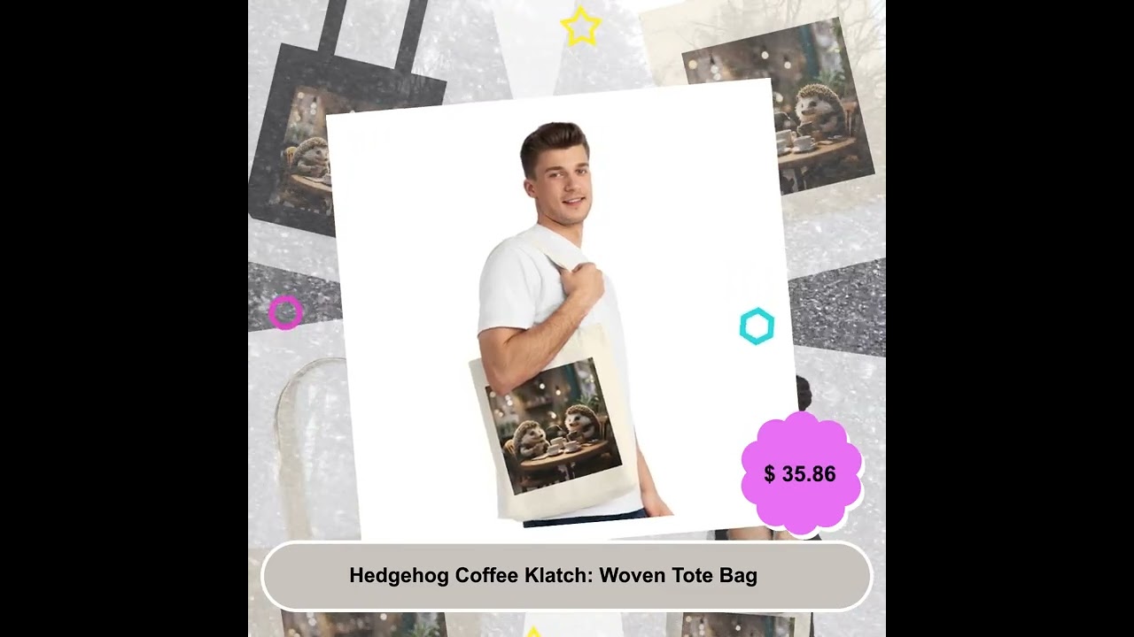Hedgehog Coffee Klatch: Woven Tote Bag