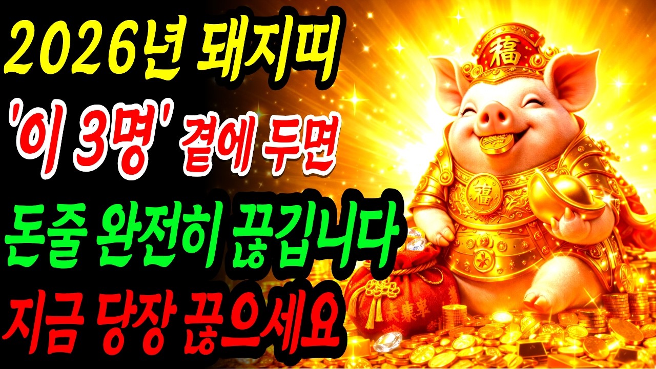 2026년 돼지띠, 평생 돈 들어오는 귀인띠 vs 재물운 끊는 상극띠! ‘이 3명’만 끊어도 인생 완전히 달라집니다 | 상극 풍수 | 부자되는 띠별 운세