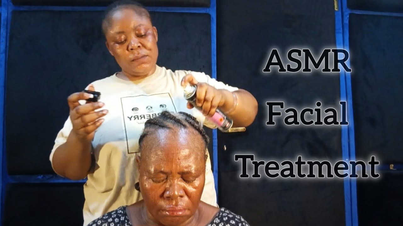 ASMR, facial treatment, cleaning and oiling face massage. 