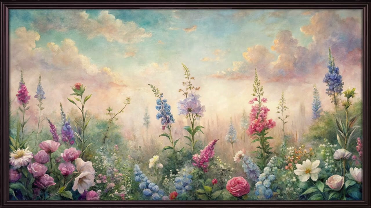 Blooming Horizon, Vintage Oil Painting | Classic Framed Painting for Home Decor | TV screensavers