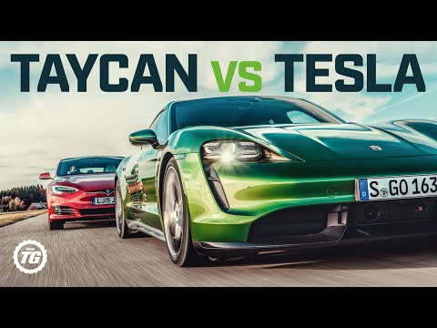 Porsche Taycan Turbo S vs Tesla Model S: DRAG RACE, FULL REVIEW AND VMAX | Top Gear