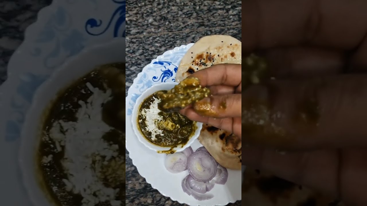 Palak paneer with tandoori roti recipe 😋🤩 पालक पनीर के साथ तंदूरी रोटी कैसे बनाएं।