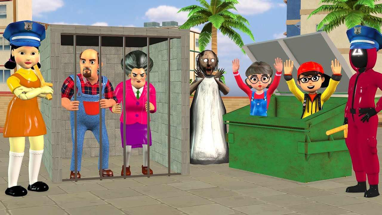 Scary Teacher 3D vs Squid Game Hide and Seek Granny vs Squid Game Doll 5 Times Challenge