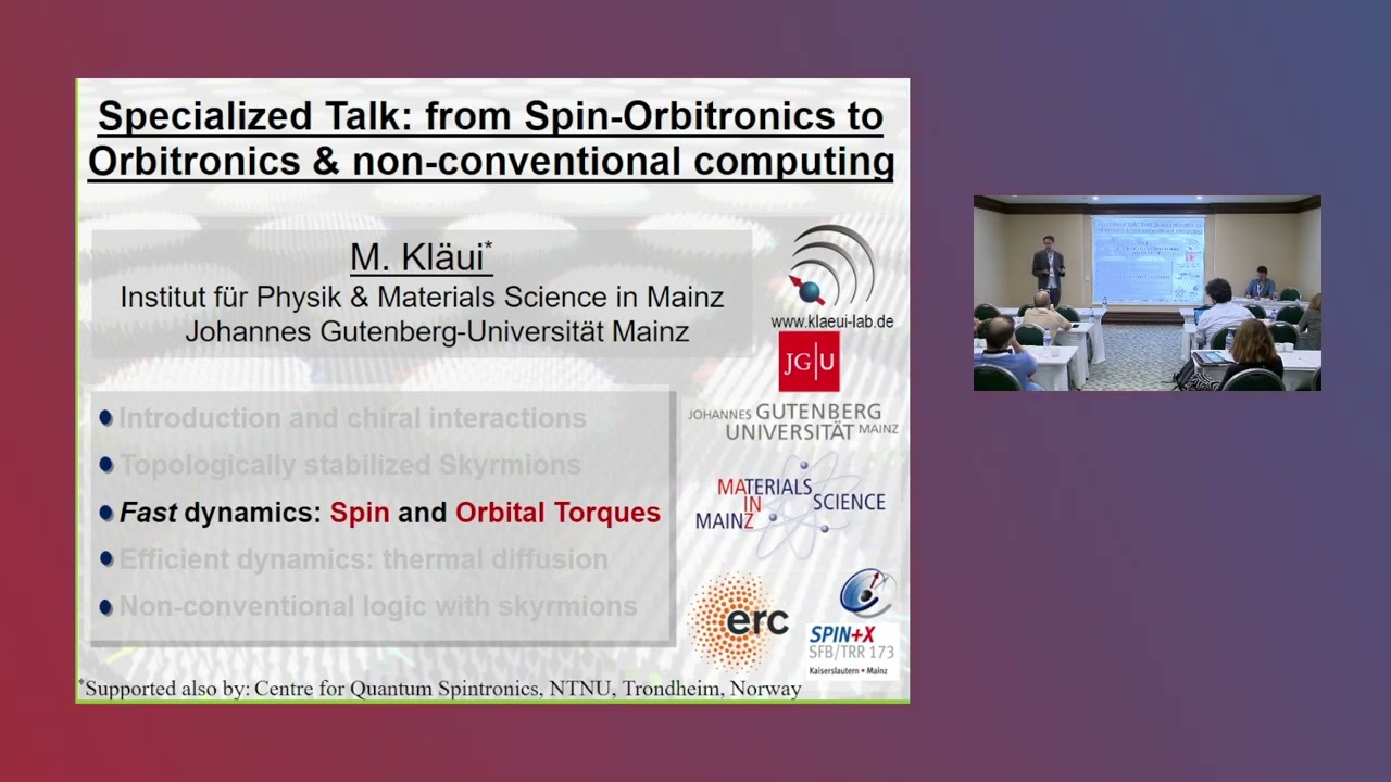 Mathias Kläui-Institute of Physics, Johannes Gutenberg University Mainz, 55099 Mainz, GERMANY
