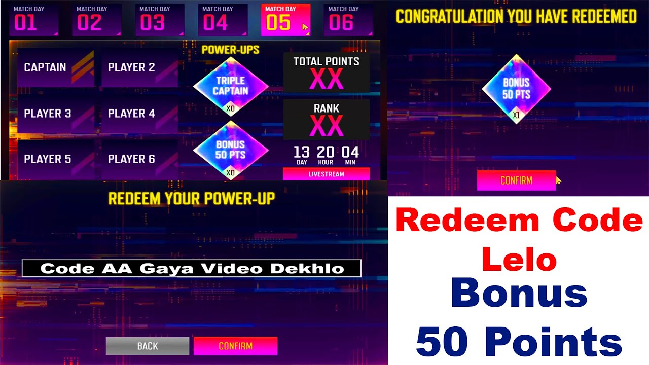 Код активации команды мечты Free Fire Pro League x50 бонусных очков, день 1