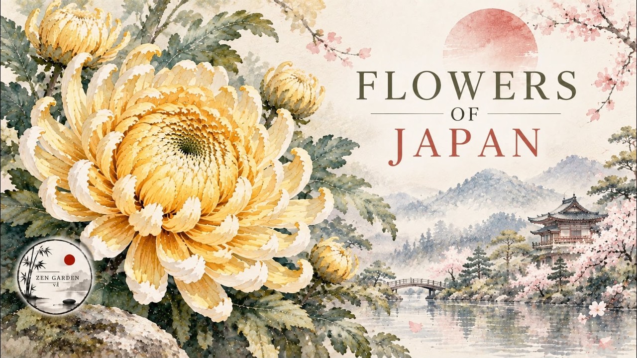 Flowers of Japan | Peaceful Zen Music & Watercolor Art