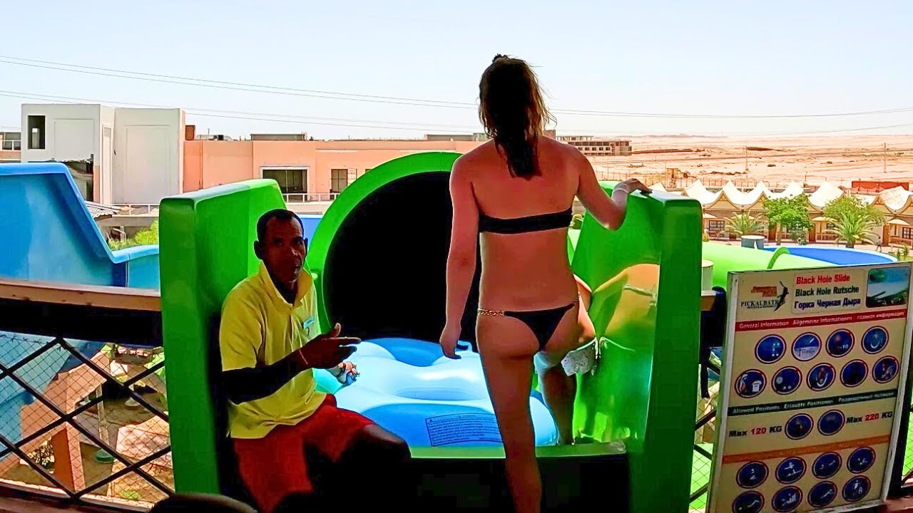 Black Hole Slide in Jungle Aquapark Resort in Hurghada, Egypt | Water tubes in Jungle Aquapark