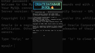 how to create database in MySQL #mysql #shorts #sql