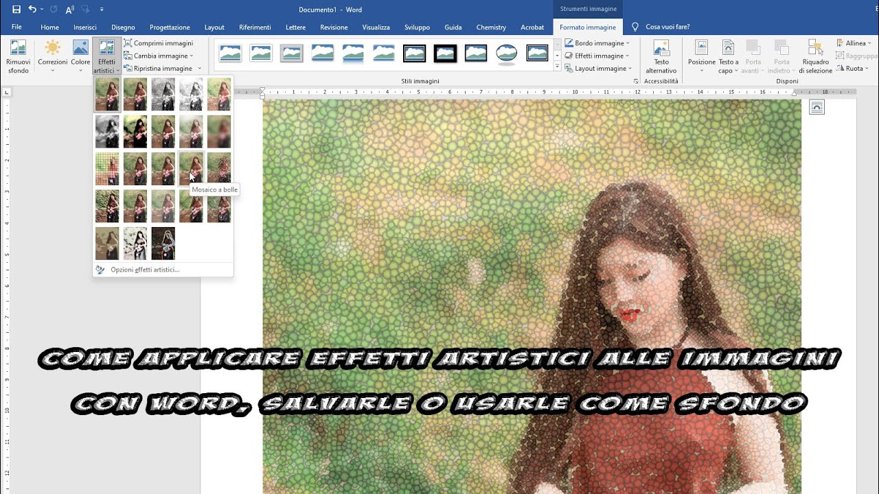 Come applicare effetti artistici alle foto con Word, salvarle o usarle come sfondo dei documenti