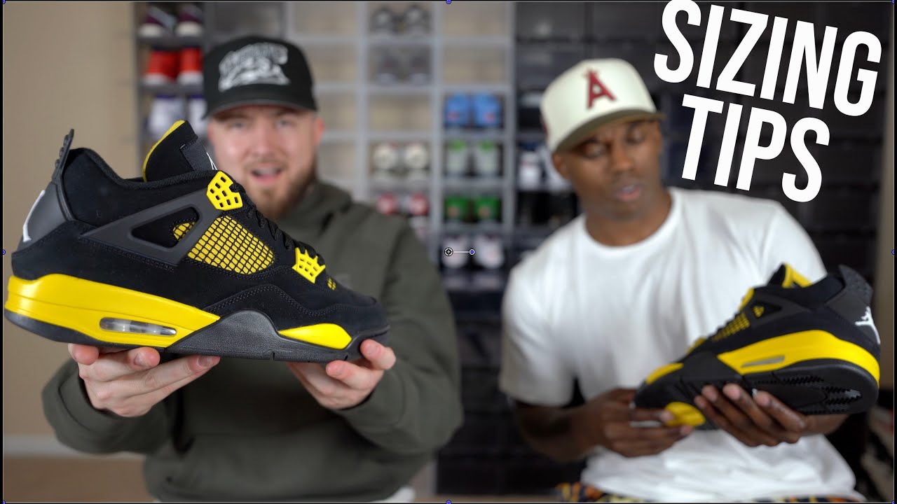 WATCH BEFORE YOU BUY! SIZING TIPS FOR THE AIR JORDAN 4 "THUNDER" THESE FIT  DIFFERENT! - YouTube