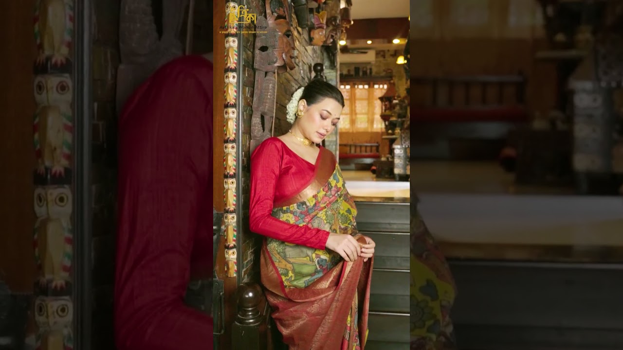 The Stunning Fusion of Kalahasti Kalamkari & Kanchipuram Silk | #aytrikaswomenattire