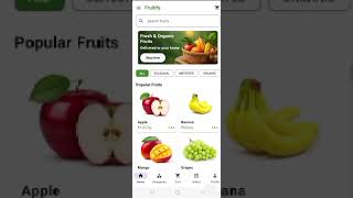 🚀 Fruitify – Smart Fruit Booking App 🍎🥭 - Demonstration of UI screens