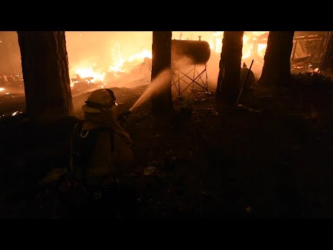 DIXIE FIRE:  Raw video of intense firefight overnight in Indian Falls