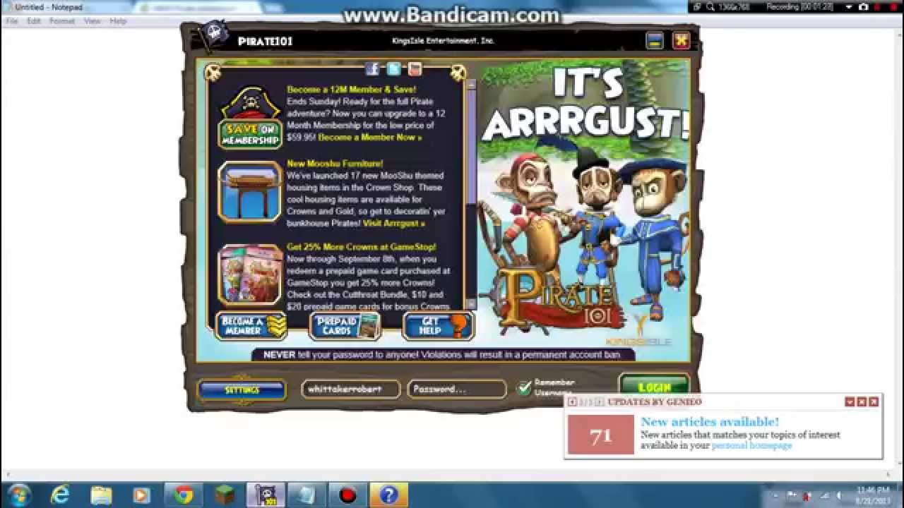 pirate 101 code YouTube