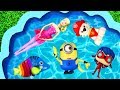 Learn Characters Paw Patrol, Barbie, Disney Princess, Peppa Pig, Minions Toys for Kids in Pool