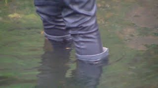 TEASER FLOODING MY HUNTER FULBROOKE HIGH HEEL WELLIES IN THE BROOK