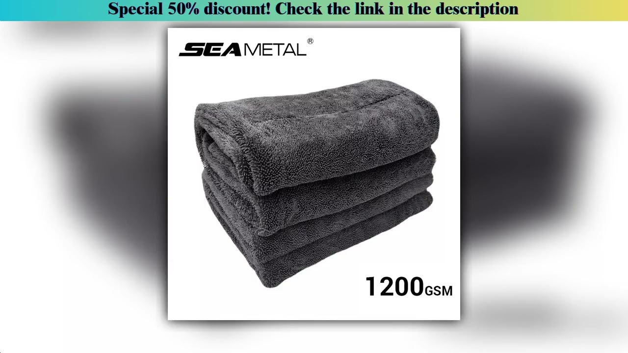 Slide SEAMETAL Car Wash Towel 1200GSM Microfiber Double-Sided Ultra Absorbent Car Wash Cloth Cleanin