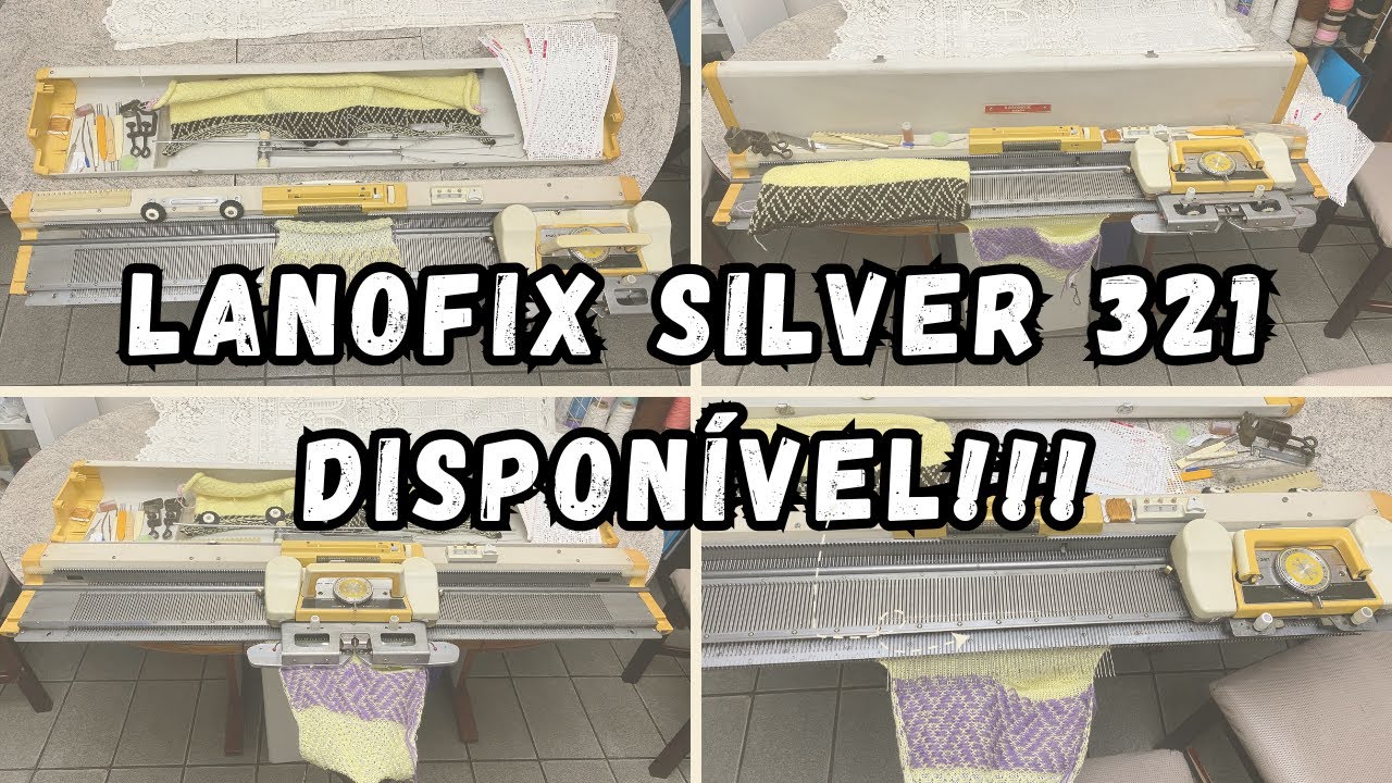 Demonstrando a Máquina de Tricô Lanofix 321 com Acessórios e Amostra de Pontos (Vendida)