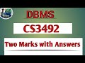 Two marks with answers in DBMS tamil||CS3492||Anna university reg-2021.