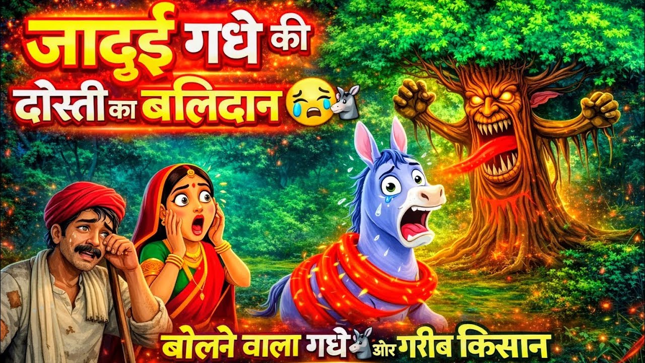 जादुई गधे की दोस्ती का बलिदान 😭🫏 | बोलने वाला गधा 🫏 और ग़रीब किसान | Hindi Moral Story