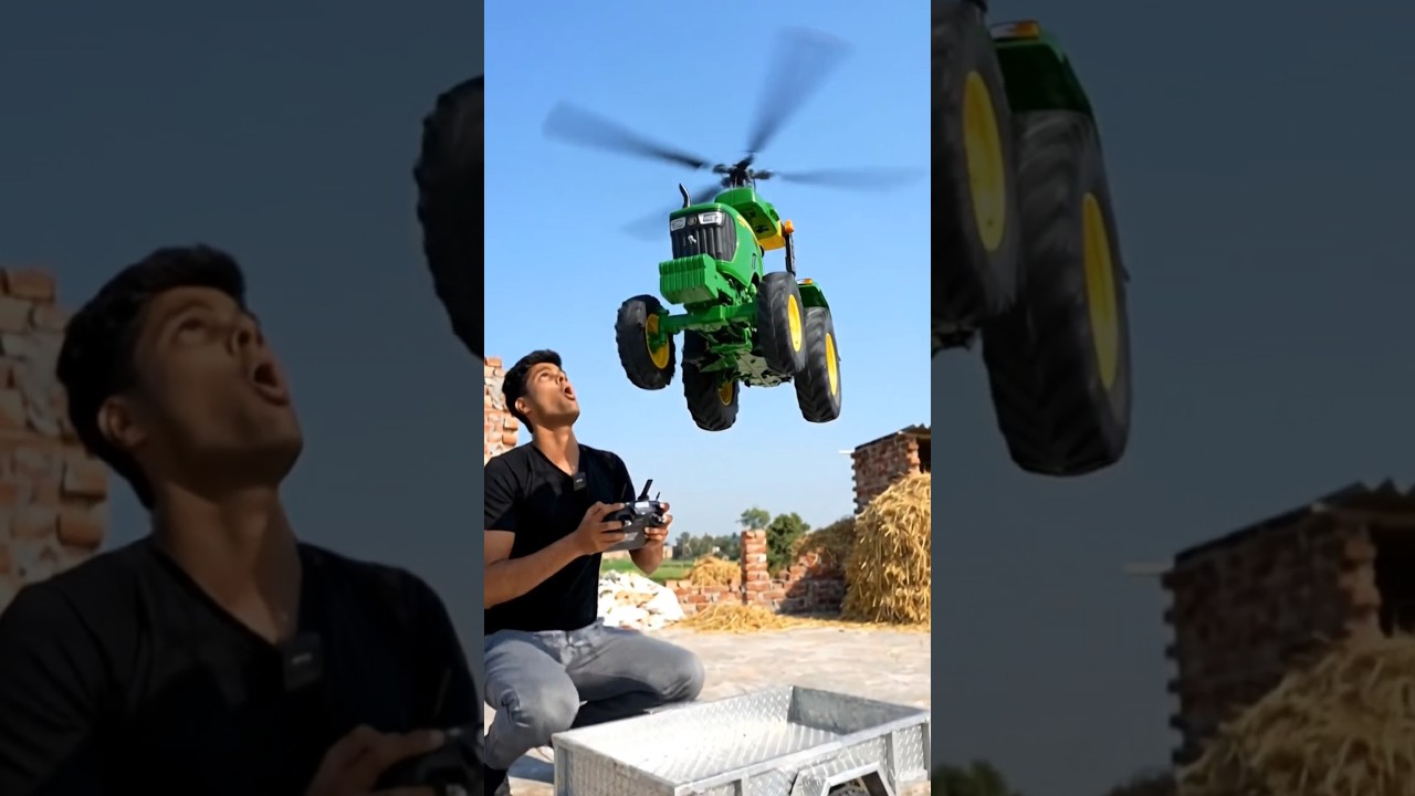 Tractor transformed into Helicopter ? 😱 John Deere Flying Tractor