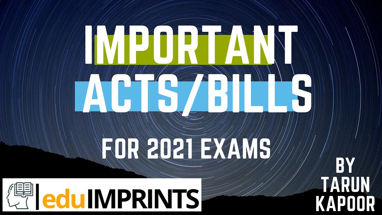 Important acts/bills of 2020| FOR 2021 LAW ENTRANCES & COMPETITIVE EXAMS| Legal Current Affairs 2021