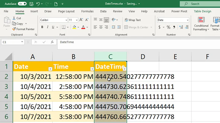 How to combine date and time columns in Excel