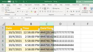 how to combine date and time columns in excel