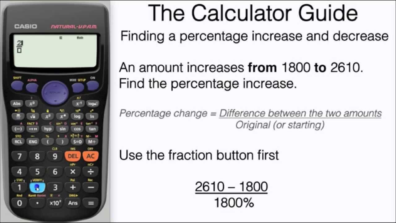 How To Find A Percentage Increase & Decrease On Calculator - Formula -  Casio fx-7GT fx-7GT PLUS