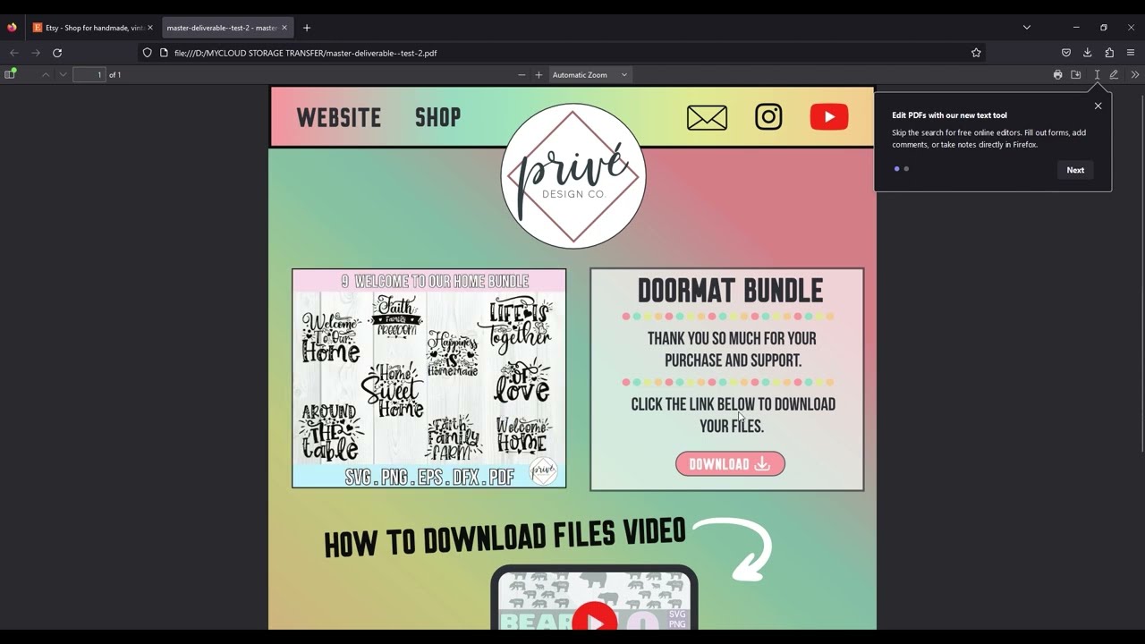 How to download Prive Design Co digital files from Etsy
