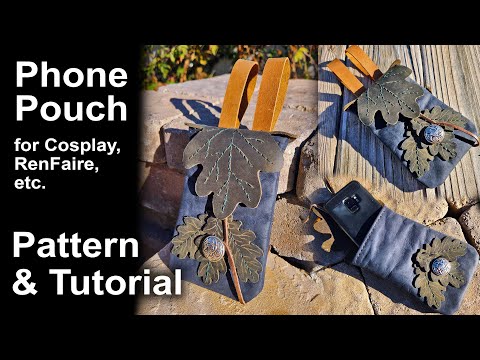 Thumbnail of oak leaf shaped leather phone pouch tutorial designed for ren faire, cosplay, and D&D