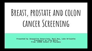 Breast, Prostate, and Colon Cancer Screening - UConn Student Health Fair 2022: Week 3