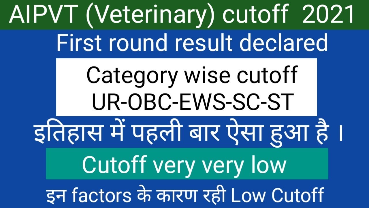AIPVT Veterinary first round result declared !! Category wise cutoff !! Cutoff very very low