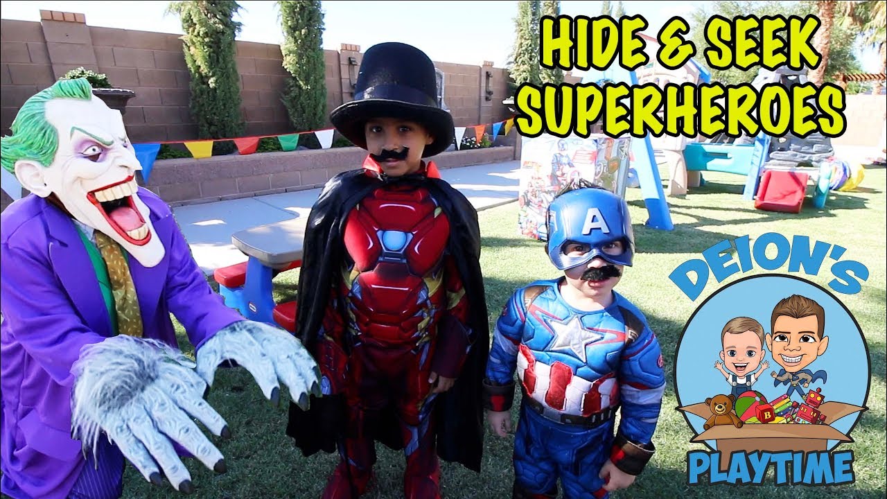 Pretend Play Hide and seek with superheroes 3 | Magicians house | Deion ...