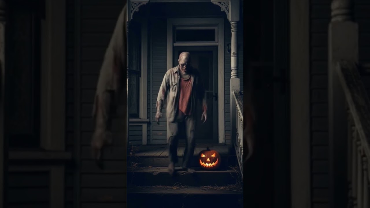 AI Zombie Leaving Porch on Halloween 