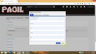 Adding Archiving Institution on Access To Memory Software PAOIL Website