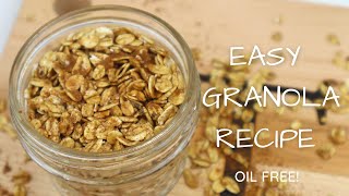 EASY OIL FREE GRANOLA RECIPE | Oil Free Toasted Oats Recipe | Vegan Oil Free Granola Base Recipe