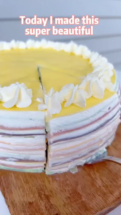I made a rainbow crepe cake when my husband is not home~ (7 colors 🌈 35 layers 💝)