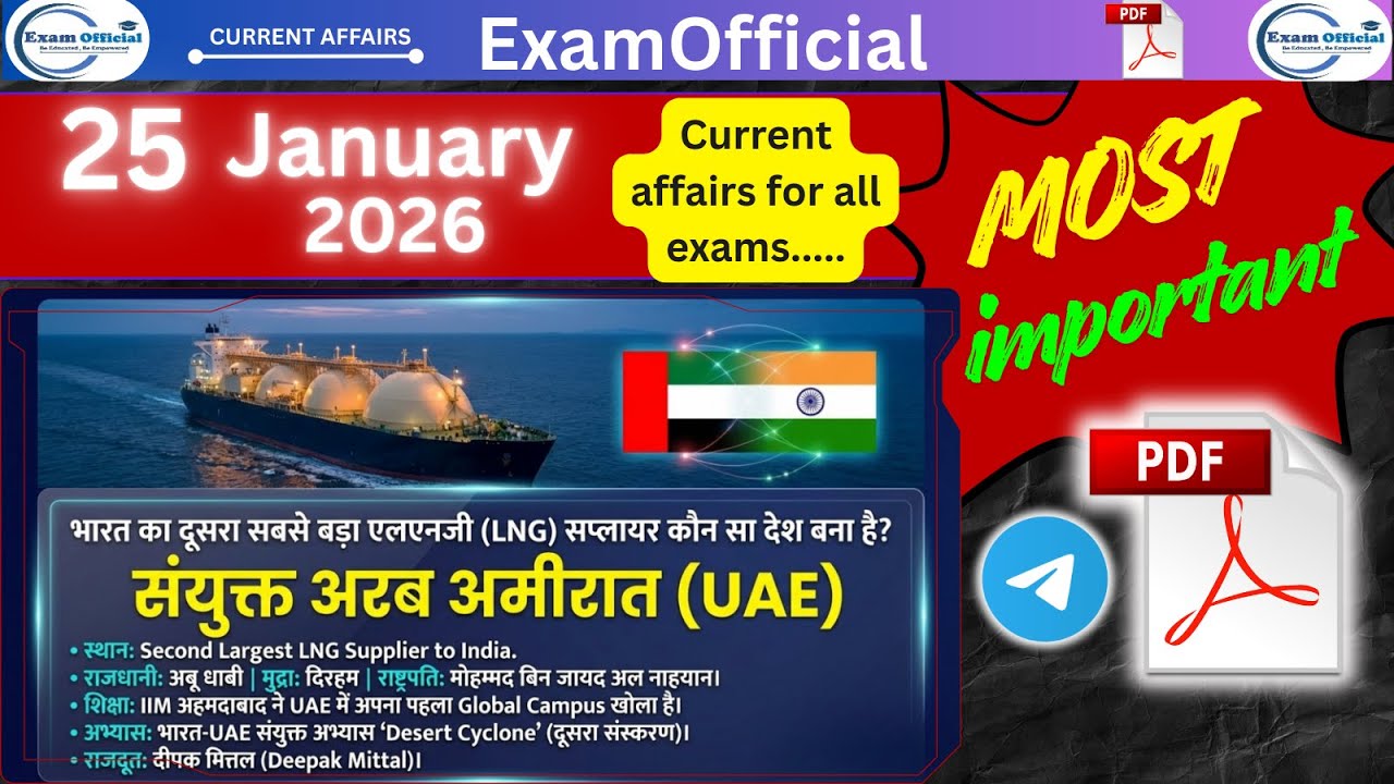 25 January Current Affairs 2026 |"Most Important!"| |NTPC|SSC|NDA|All Exam/Railways