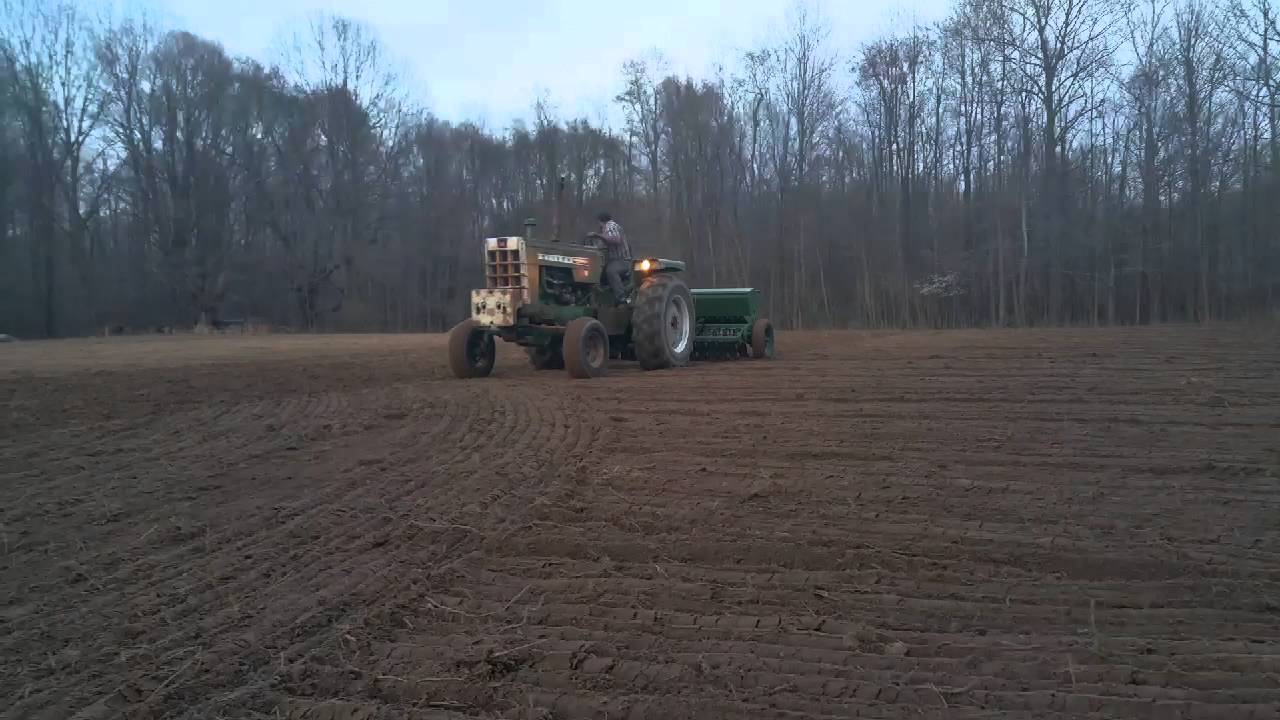 Planting hay with oliver 1550 and oliver grain drill YouTube